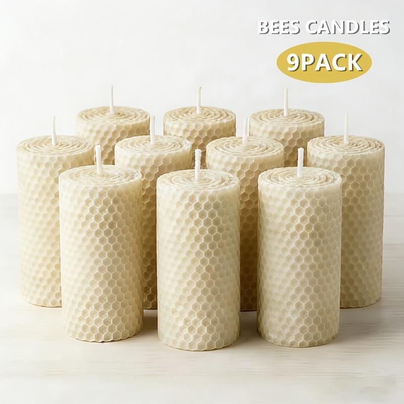 Lighting Decor Wedding - 9-Piece Set of Handmade Rolled Beeswax