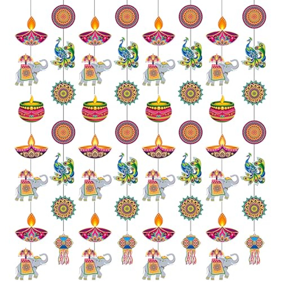 8 Pcs Happy Diwali Hanging Dec - Lighting Decoration For Diwali review and price