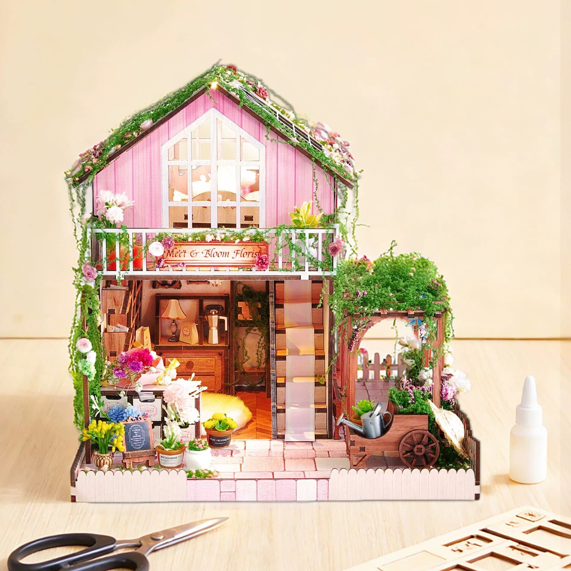 DIY Wooden Flower Store Cottag - Lighting Decor Store review and price