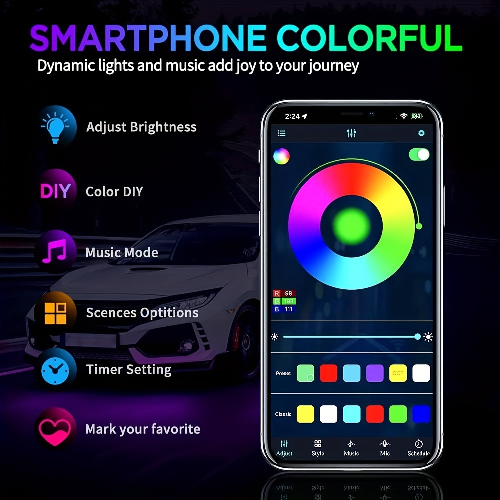 RGB Flexible Car Underglow Lig - Lighting Bolt Decor review and price